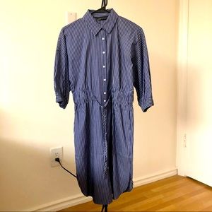 Zara shirt midi dress with stripes tie waist